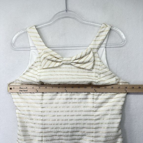 Lilly Pulitzer Henley Corded Organza Gold Stripe Knee Length Dress Size 8 - Picture 16 of 16